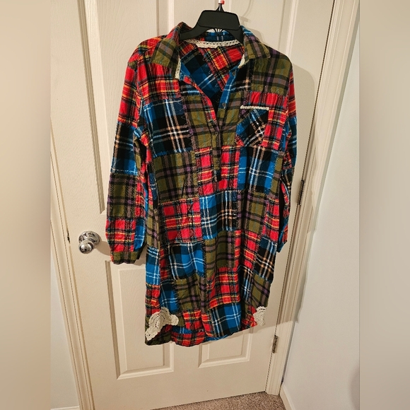 Soft Surroundings Highland Plains Plaid Red Flannel Patchwork Dress Size TM - Picture 1 of 8